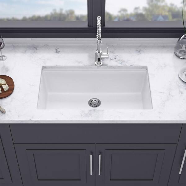RAINLEX 32 in. L x 19 in. W Undermount Single Bowl Quartz/Granite