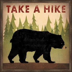 Take a Hike Black Bear Framed Giclee Typography Art Print 22 in. x 22 in.