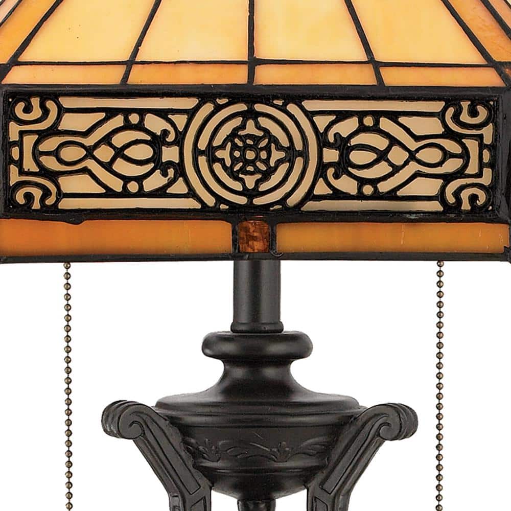 Vintage Bronze Stained Glass Tiffany Table Lamp