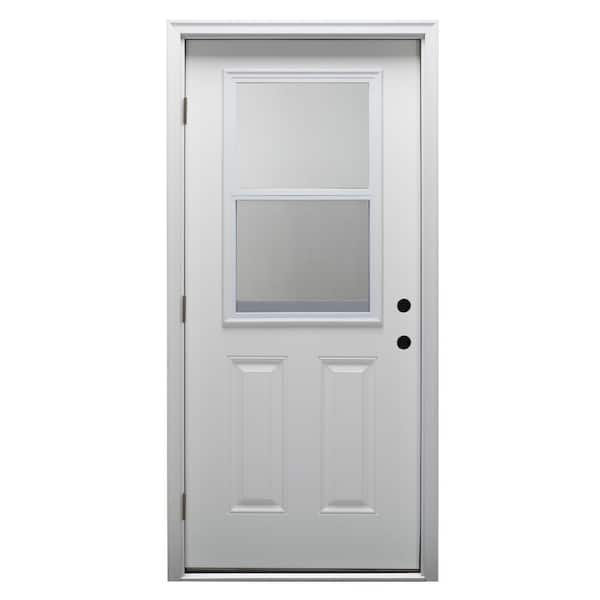 MMI Door 32 in. x 80 in. Vented Right-Hand Outswing 1/2 Lite Clear Primed Steel Prehung Front Door with Brickmould