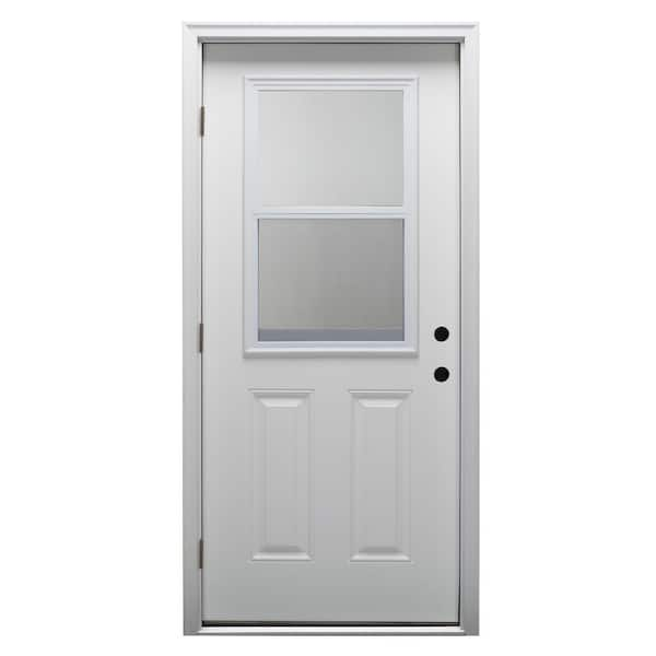 MMI Door 36 in. x 80 in. Vented Right-Hand Outswing 1/2 Lite Clear Primed  Steel Prehung Front Door with Brickmould Z0364693R - The Home Depot