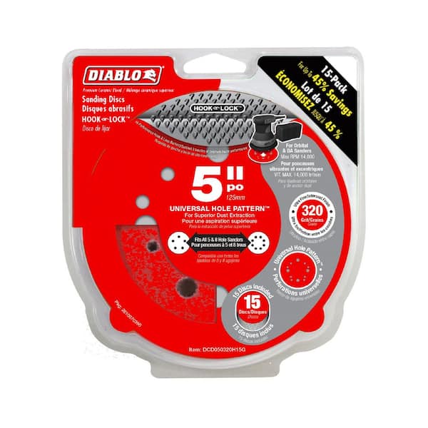 DIABLO 5 in. 320-Grit Hook and Lock ROS Sanding Discs