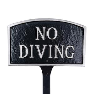 No Diving Standard Arch Statement Plaque with Lawn Stakes Black/Silver