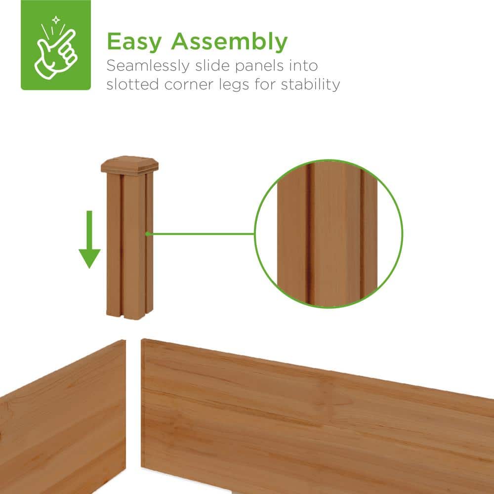 Acorn Brown 8x2ft Outdoor Fir Wood Raised Garden Bed Planter