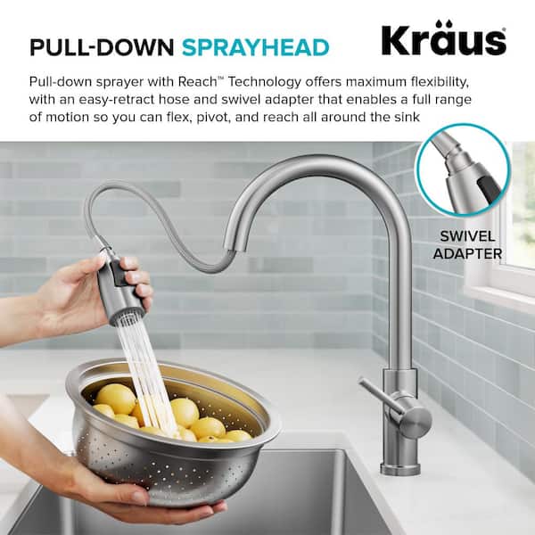 KRAUS Coda 2-Function Single Handle Pull Down Sprayer Kitchen