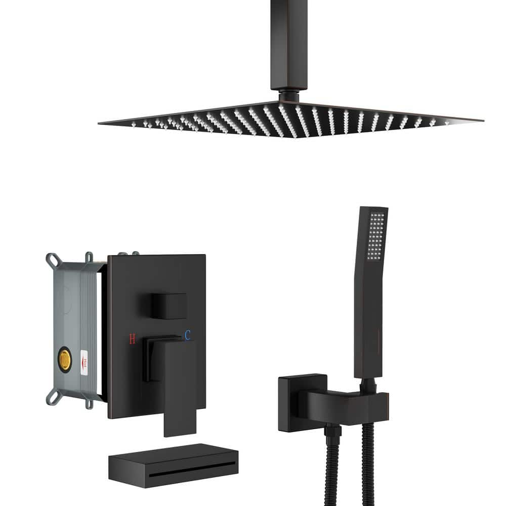 1-Spray 12 in.1.8 GPM Ceiling Mount Dual Shower Head and Handheld Shower Head in Oil-Rubbed Bronze price history on PriceWatchPro