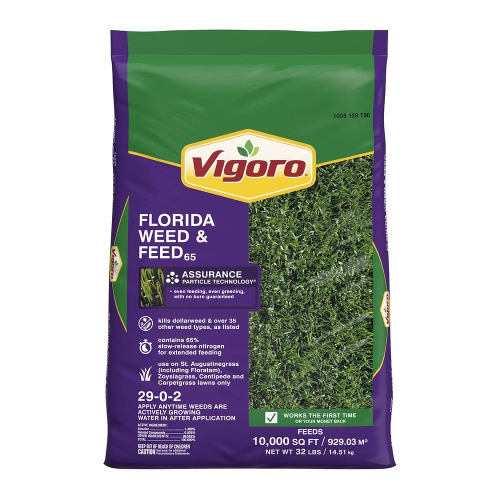 Vigoro 32 lbs. 10,000 sq. ft. Weed and Feed Weed Killer Plus Lawn Fertilizer for Florida Grass Types -  22562-1