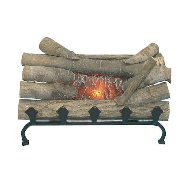 Electric Crackling Log Set Real Wood Cast Iron Durable Grate Best New 20 in 