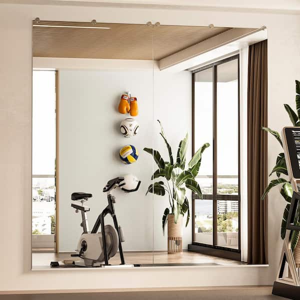 KeonJinn 36 in. W x 72 in. H Rectangular Frameless Mount Wall Bathroom Vanity Mirror Gym Dance Mirror (Set of 2)