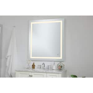Timeless 36 in. W x 40 in. H Framed Rectangular LED Light Bathroom Vanity Mirror in Silver