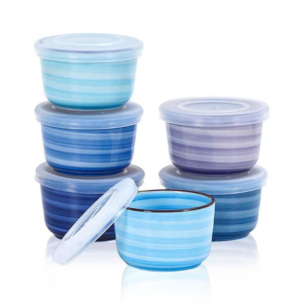 6oz Porcelain Round Ramekins with Silicone Lids Oven Safe for Baking Creme Brulee Souffle Custard Set of 6