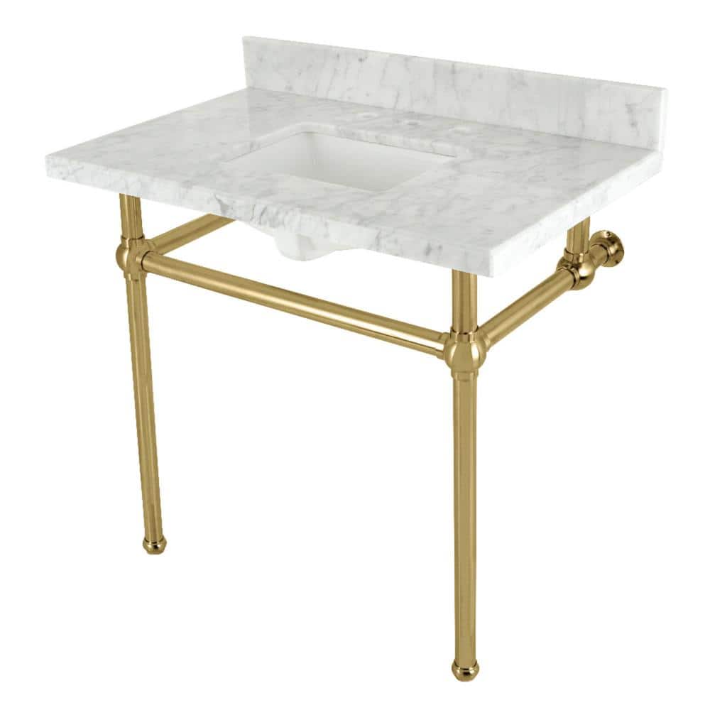 Fauceture 36 in. Marble Console Sink Set with Brass Legs in Marble White/Brushed Brass price history on PriceWatchPro