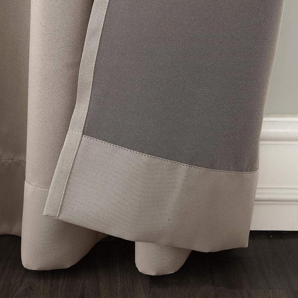 Stone Greige Room Darkening Grommet Top Drapes