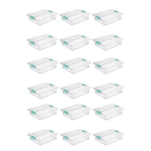 Large File Clip Box Clear Storage Bin Container with Lid (18-Pack)