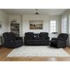 Ellesophas 3 Piece Fabric Black Manual Reclining Sofa Set with Drop-Down Table and Cup Holders,Living Room Set HD-5104662101A