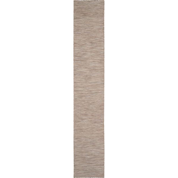 Positano Beige 2 ft. x 12 ft. Kitchen Runner Solid Modern Indoor/Outdoor Patio Area Rug
