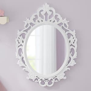 Medium Vintage Oval Framed Bright White Mirror (23 in. W x 31 in. H)