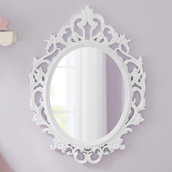 StyleWell Kids Medium Vintage Oval Framed Bright White Mirror (23 in. W x 31 in. H)