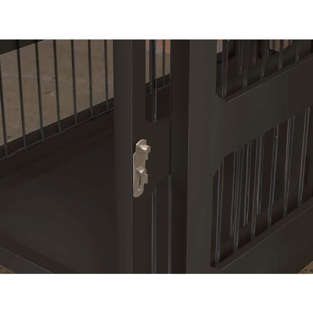 Black Hardwood and Metal Pet Crate End Table