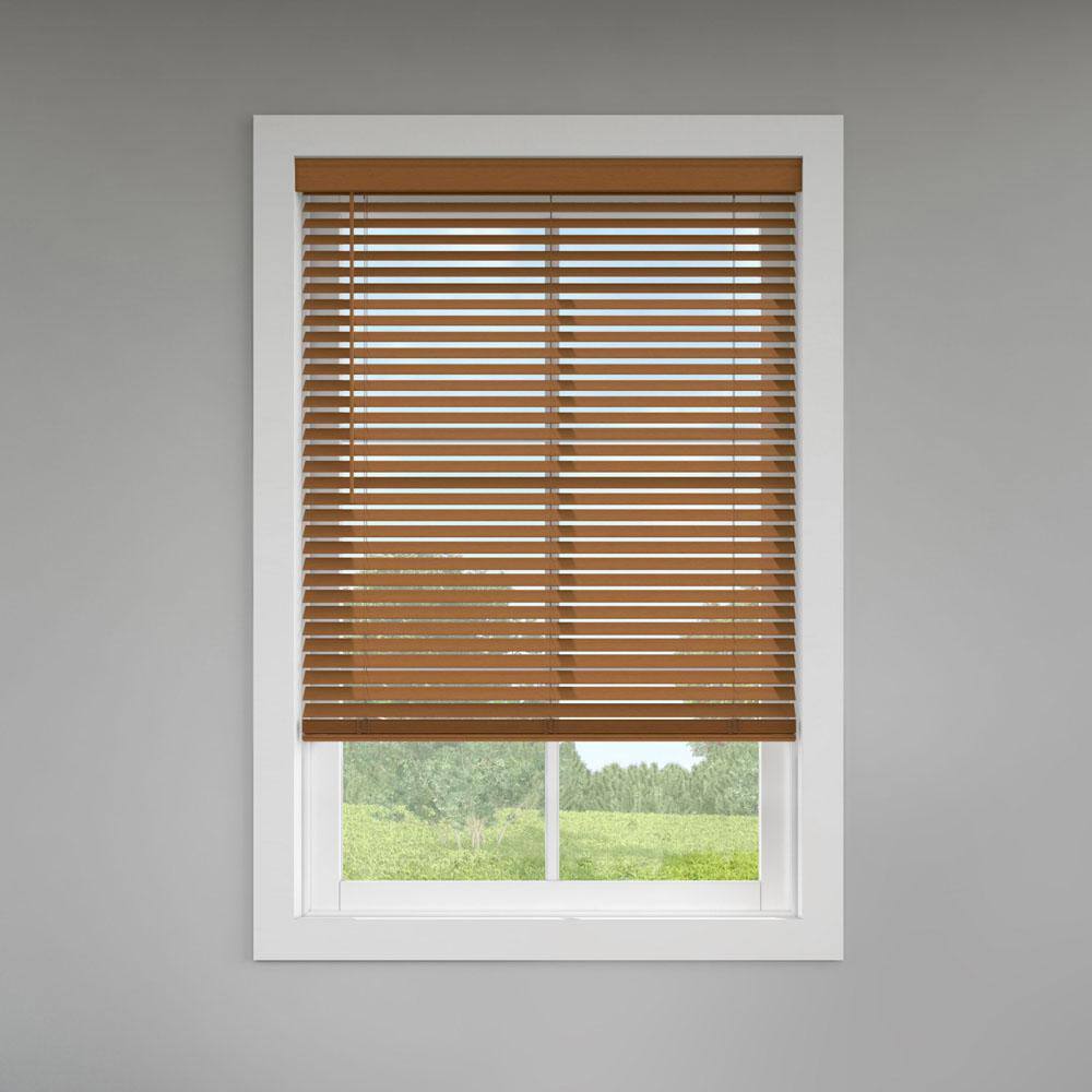 Classic Value Pecan Cordless Room Darkening Faux Wood Blinds with 2 in. Slats - 23 in. W x 72 in. L, Custom price history on PriceWatchPro
