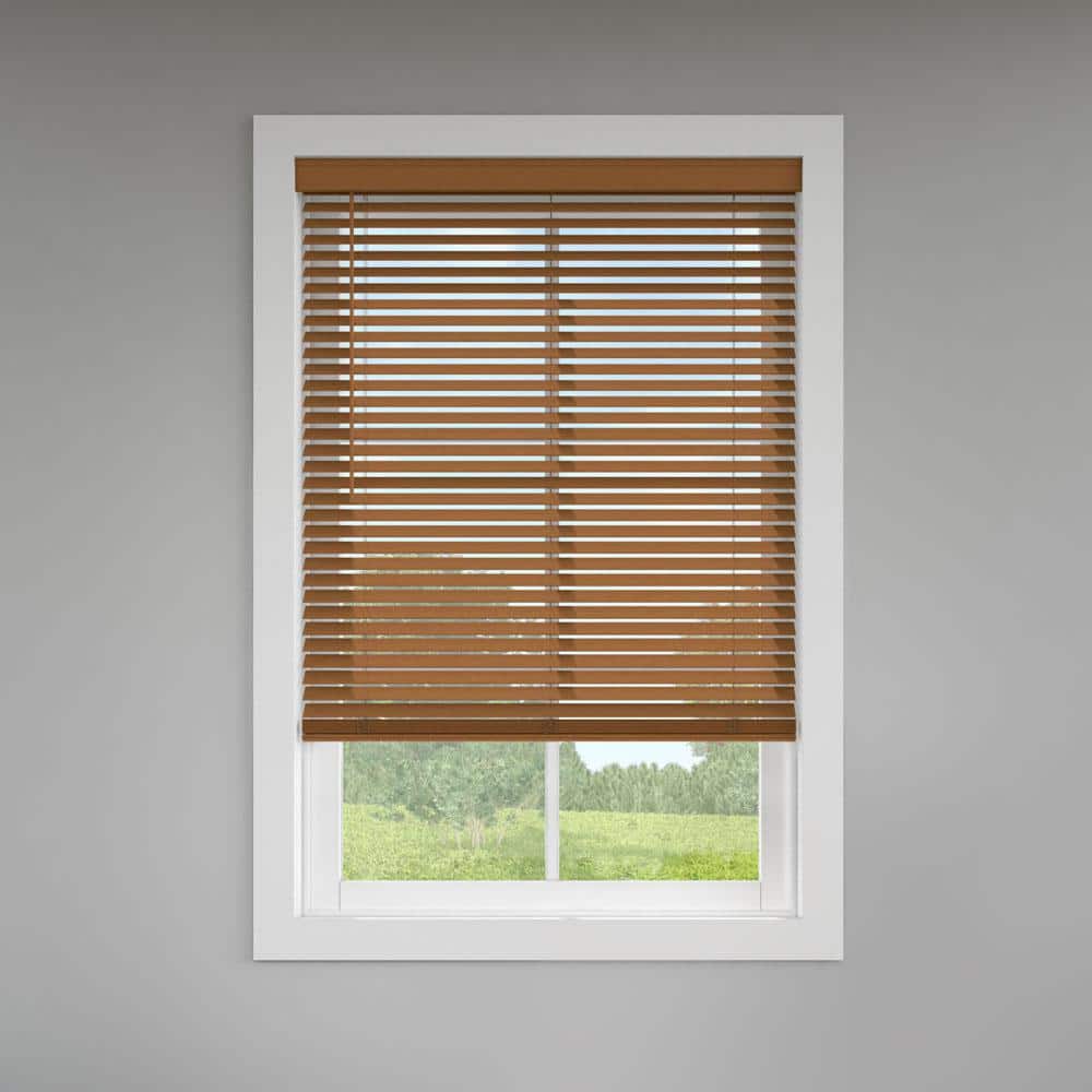 Classic Value Pecan Cordless Room Darkening Faux Wood Blinds with 2 in. Slats - 29.25 in. W x 60 in. L, Custom price history on PriceWatchPro