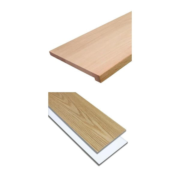 48 in. Red Oak FasTread and 48 in. Red Oak and Primed Reversible Riser Combo