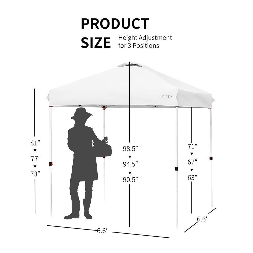 White 6.6 x 6.6 Feet Adjustable Outdoor Canopy Tent with Roller Bag