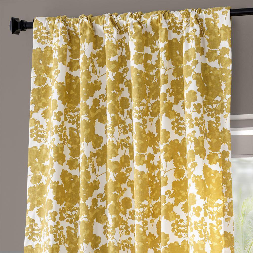 Fleur Gold 108" Cotton Room-Darkening Curtain Panel