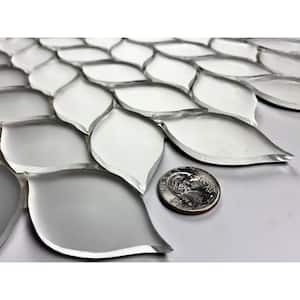Art Deco Silver White Tear Drop Mosaic 1 in. x 3 in. Frosted Glass Mirror Peel and Stick Tile (15.12 sq. ft./Case)
