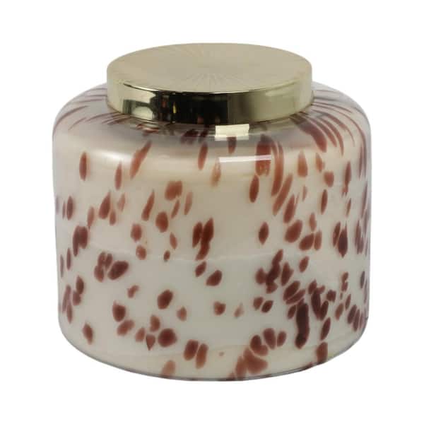 9 in. x 8 in. Brown Cinnamon Speckle Lidded Glass Candle 180 oz.