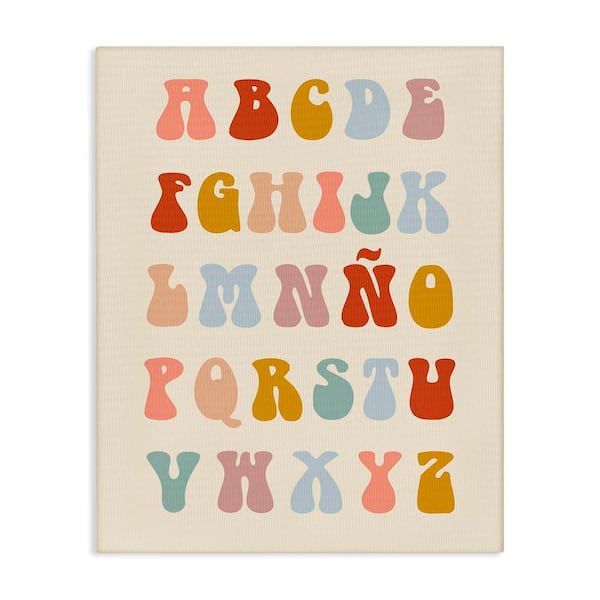 Stupell Industries Retro ABC Spanish Alphabet by Lil' Rue Gallery Wrapped Unframed Typography Graphic Art Print 20 in. x 16 in.