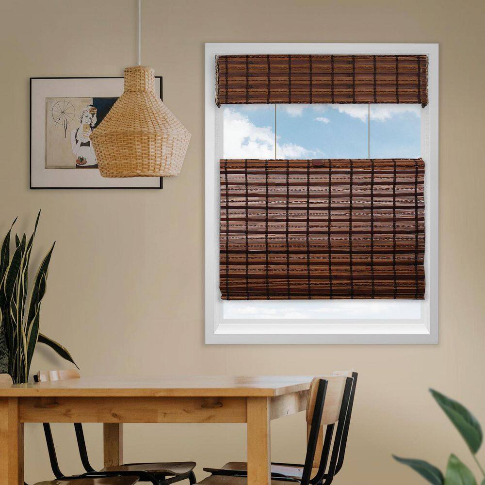 Natural Woven Top Down Bottom Up Cordless Bamboo Roman Shades for Windows, 62 in. W x 36 in. L, Jacobean price history on PriceWatchPro