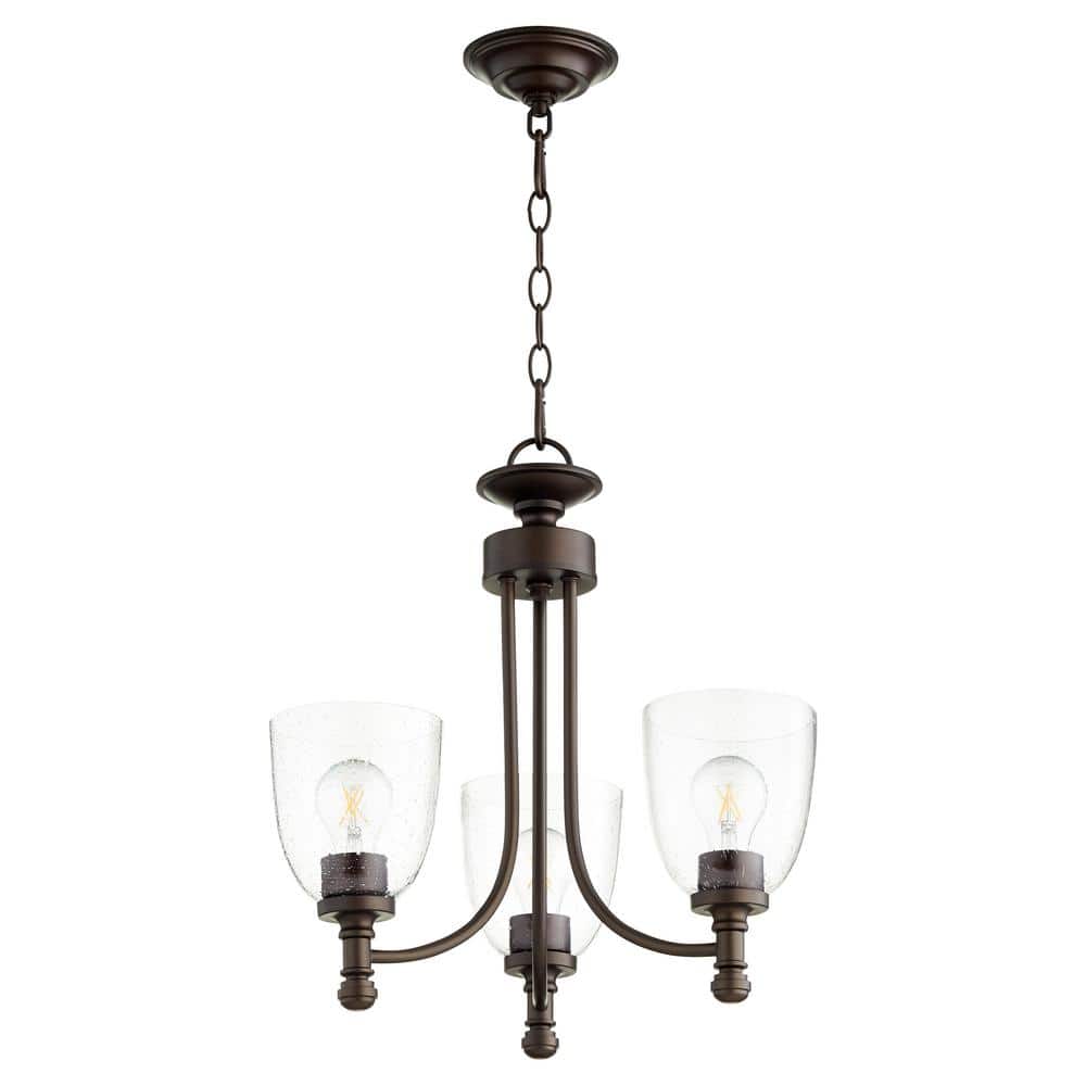 Mini Elegance 19" Bronze Crystal Plug-in Chandelier with Clear Seeded Glass