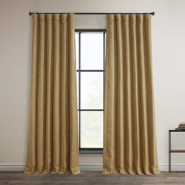 Exclusive Fabrics & Furnishings Butterscotch Solid Rod Pocket Room Darkening Curtain - 50 in. W x 108 in. L (1 Panel)