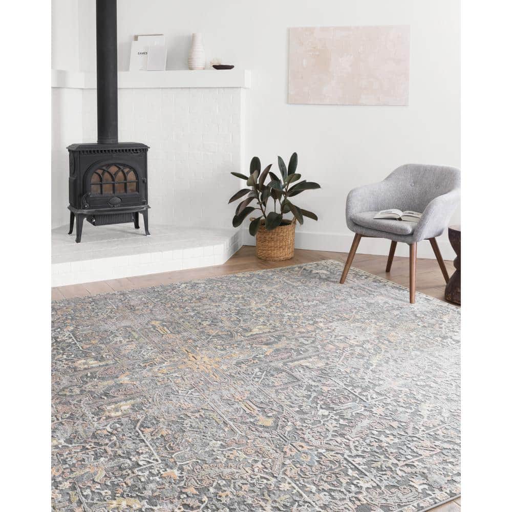 Elegant Charcoal Rectangular Synthetic Area Rug, 7'9" x 10'6"