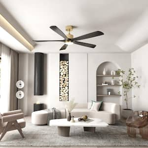 55 in. Integrated LED Indoor/Outdoor Ceiling Fan with Light Kit and Remote Control, 5-Blade Wood Propeller Ceiling Fans