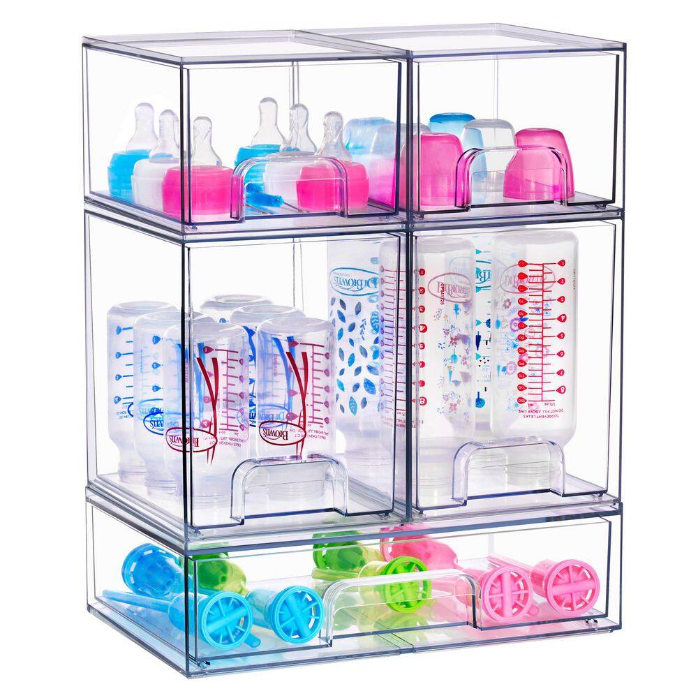 Clear Acrylic Pull-Out Organizer, Tall Stackable Storage Drawers, 5-Pack Plastic Organizer Bins price history on PriceWatchPro