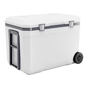 Portable Cooler, 45 qt. Wheeled Cooler with Ice Retention, Handles and Cup Holder, Lightweight Rigid Material Insulated
