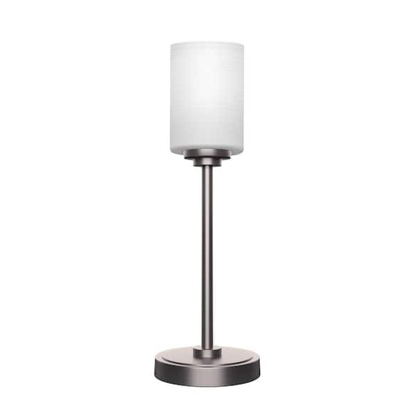 Unbranded Quincy 17.5 in. Graphite Accent Lamp with White Matrix Glass Shade