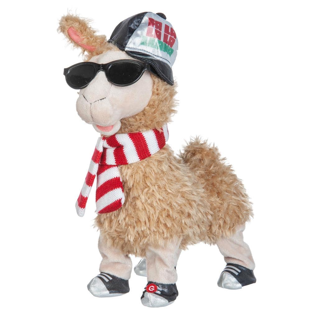 Home Accents Holiday 11.81 in. Christmas Animated Plush Hip Hop Llama