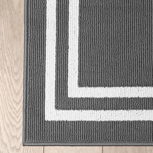 Machine Washable Non-Skid Dark Gray/White 2.2 ft. x 4 ft./2.2 ft. x 5 ft. All Loop Tufted Area Rug Set