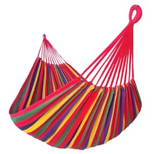 10.5 ft High Quality Cotton Yarn Extra Large Portable Hammock in Rainbow Stripe For 2 Persons with Carry Bag and 2 Ropes