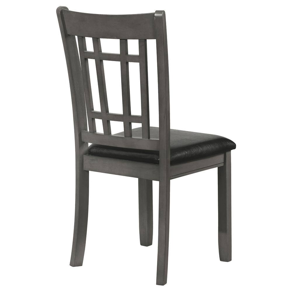 Black Faux Leather Upholstered Side Chair with Gray Wood Frame