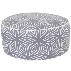 12 in. Outdoor Inflatable Ottoman Cushion All-Weather Design in Gray Geometric