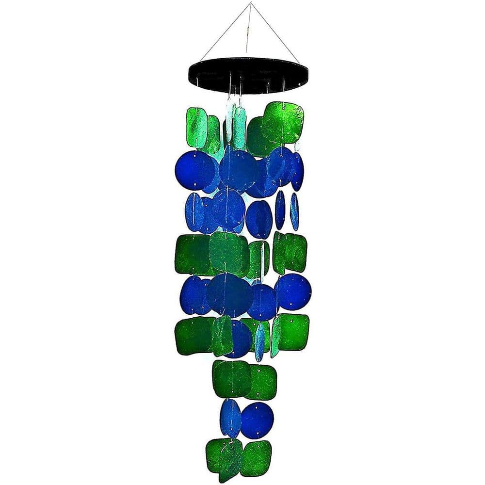 27 in. Outdoor Green/Blue Seashell Windchimes