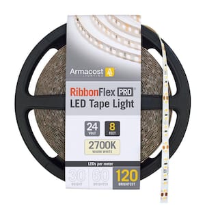 RibbonFlex Pro 24-Volt White LED Strip Light Tape 120 LED/m 2700K 8 ft. (2.5 m)
