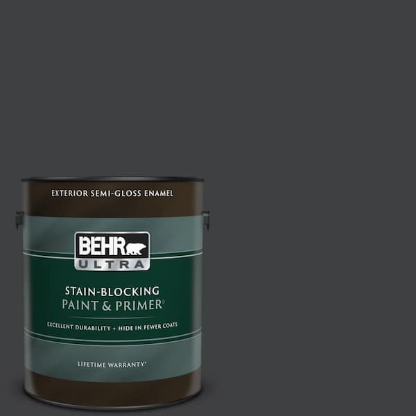 BEHR ULTRA 1 gal. Home Decorators Collection #HDC-MD-04 Totally Black Semi-Gloss Enamel Exterior Paint & Primer