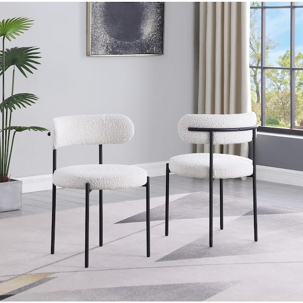 Drexel 30 in. H Boucle Fabric Cream Dining Chairs (Set of 2)