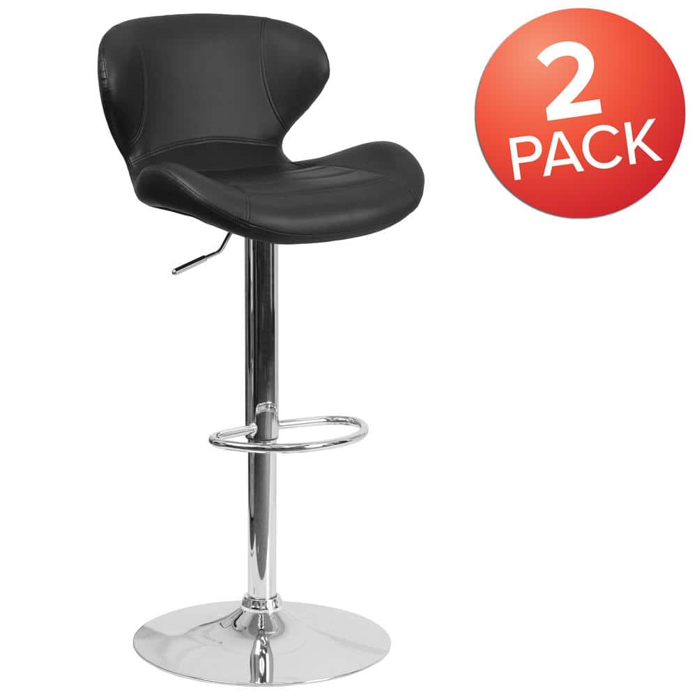 Carnegy Avenue 33 in Black Vinyl Bar Stool (Set of 2) CGACH188241BL