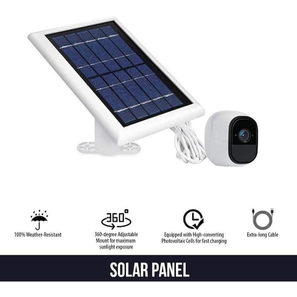 mumlende Let at ske annoncere Wasserstein Solar Panel Compatible with Arlo Pro and Arlo Pro 2 - Power  Your Arlo Surveillance Camera Continuously (White) 4895230304150 - The Home  Depot
